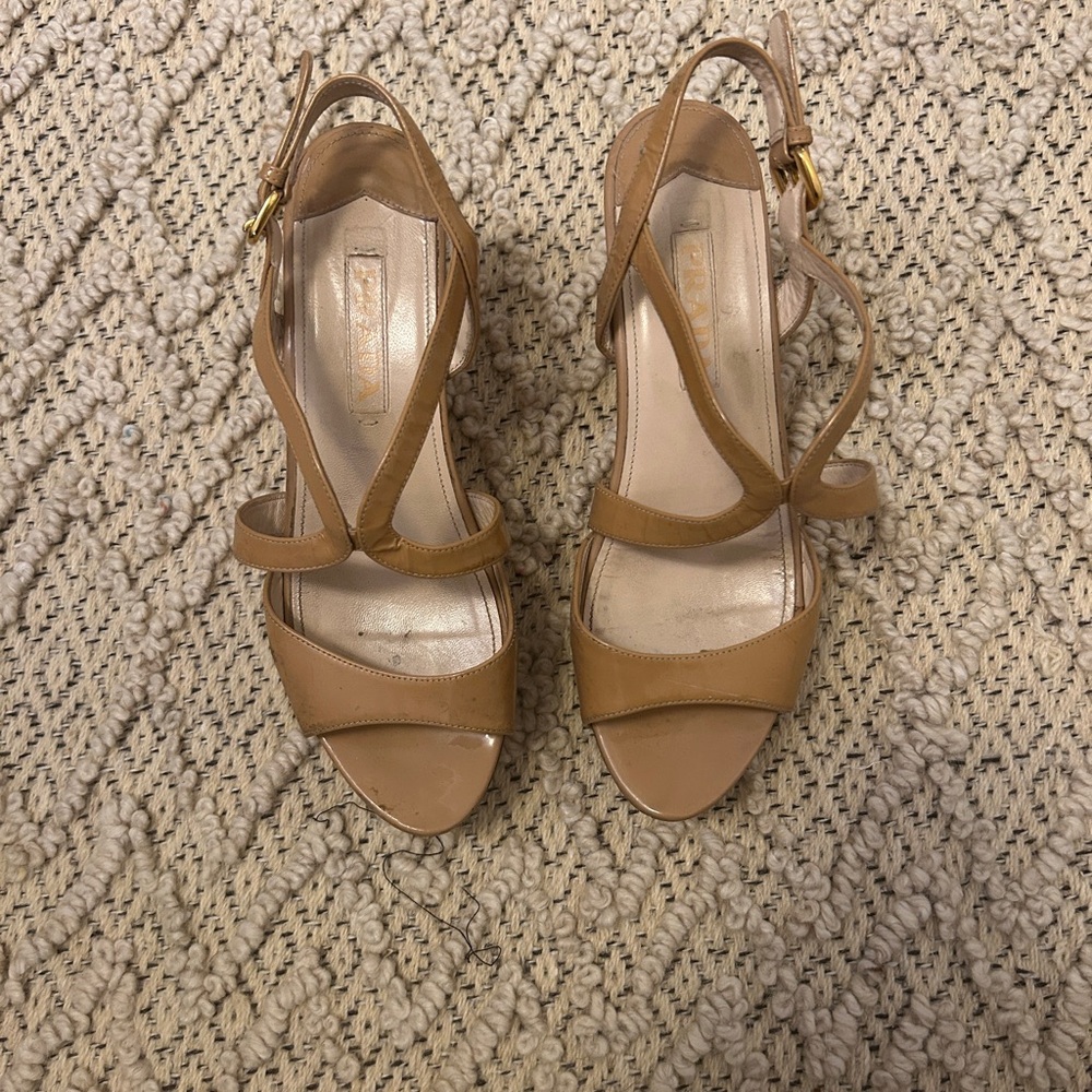 Prada Patent leather and cork wedges